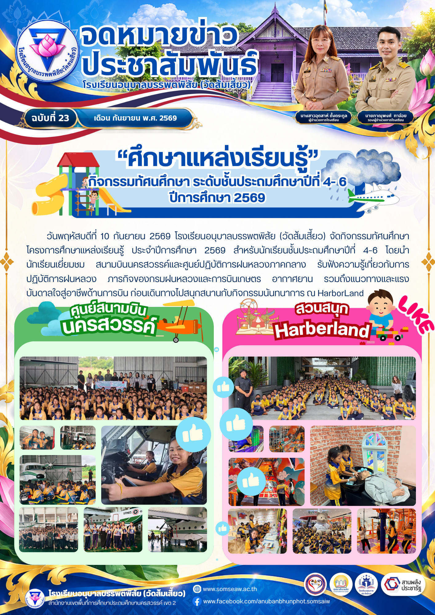 ฉบับที่ 23 “ศึกษาแหล่งเรียนรู้” กิจกรรมทัศนศึกษา ระดับชั้นประถมศึกษาปีที่ 4- 6